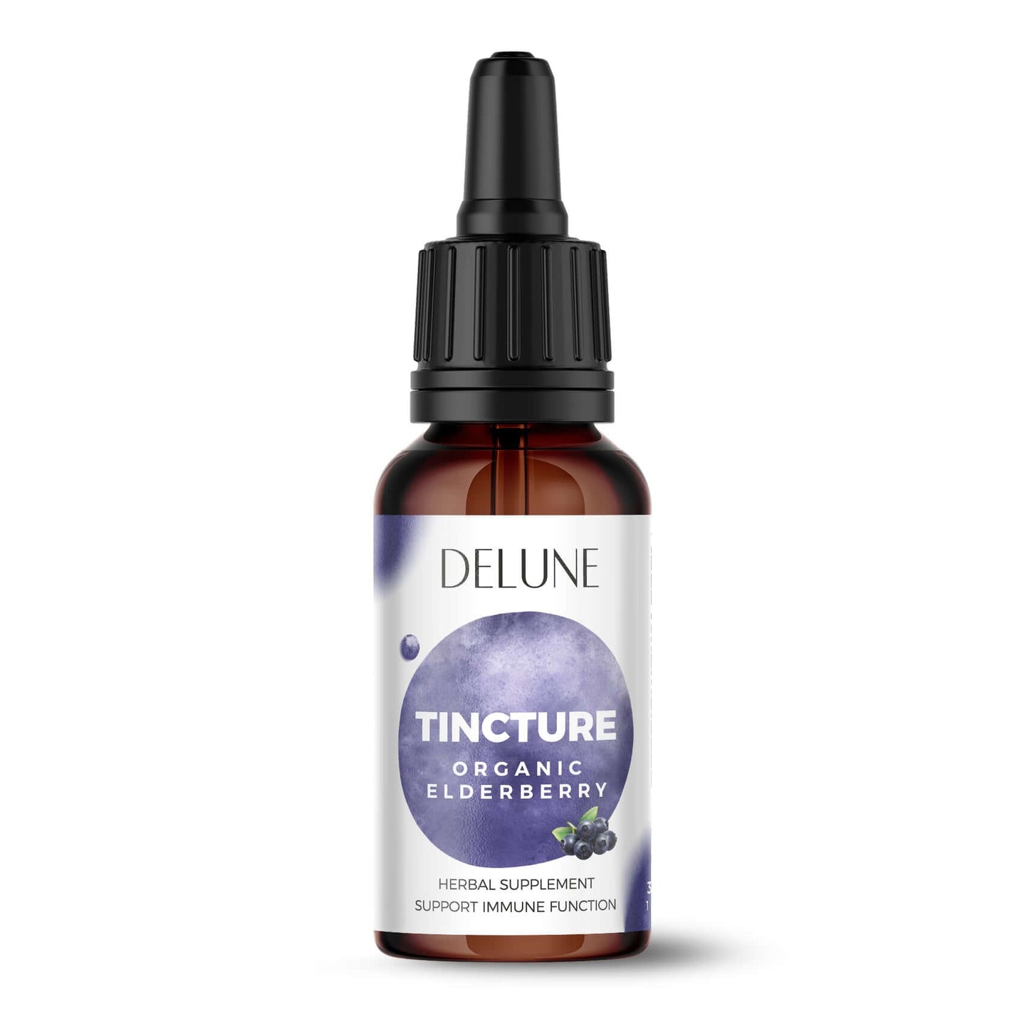 Organic Elderberry Herbal Tincture bottle supports immune function with natural ingredients.