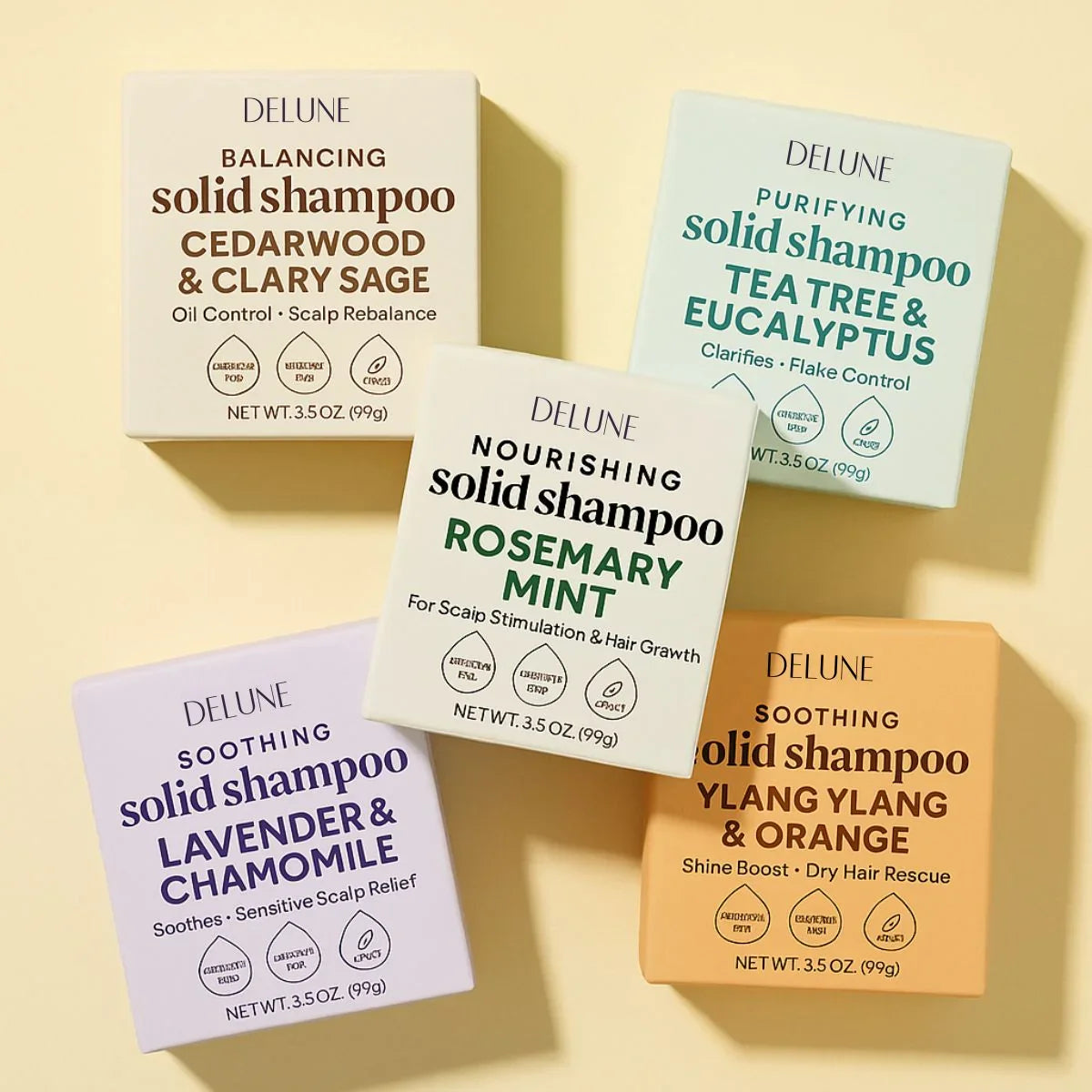 Tea Tree & Eucalyptus Solid Shampoo Bar - Clarifies · Flake Control - Delune