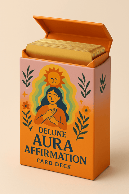 Bright and colorful Aura Affirmation card deck featuring uplifting designs for daily inspiration and intention setting.