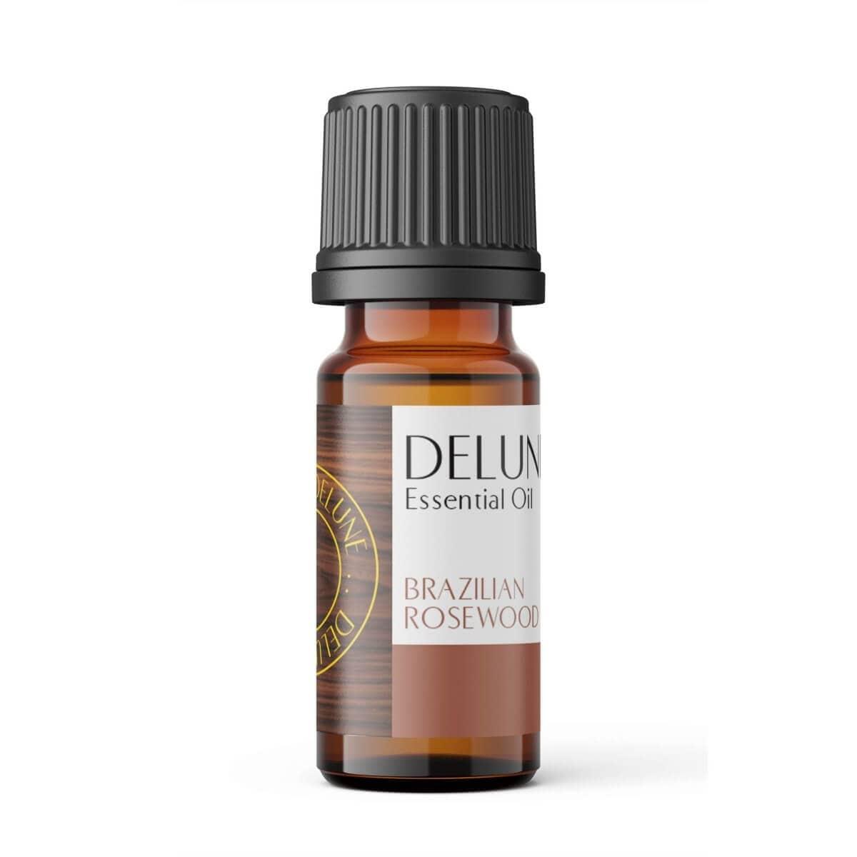 Brazilian Rosewood Pure Essential Oil bottle showcasing luxurious and calming scent with a rich aroma for relaxation.