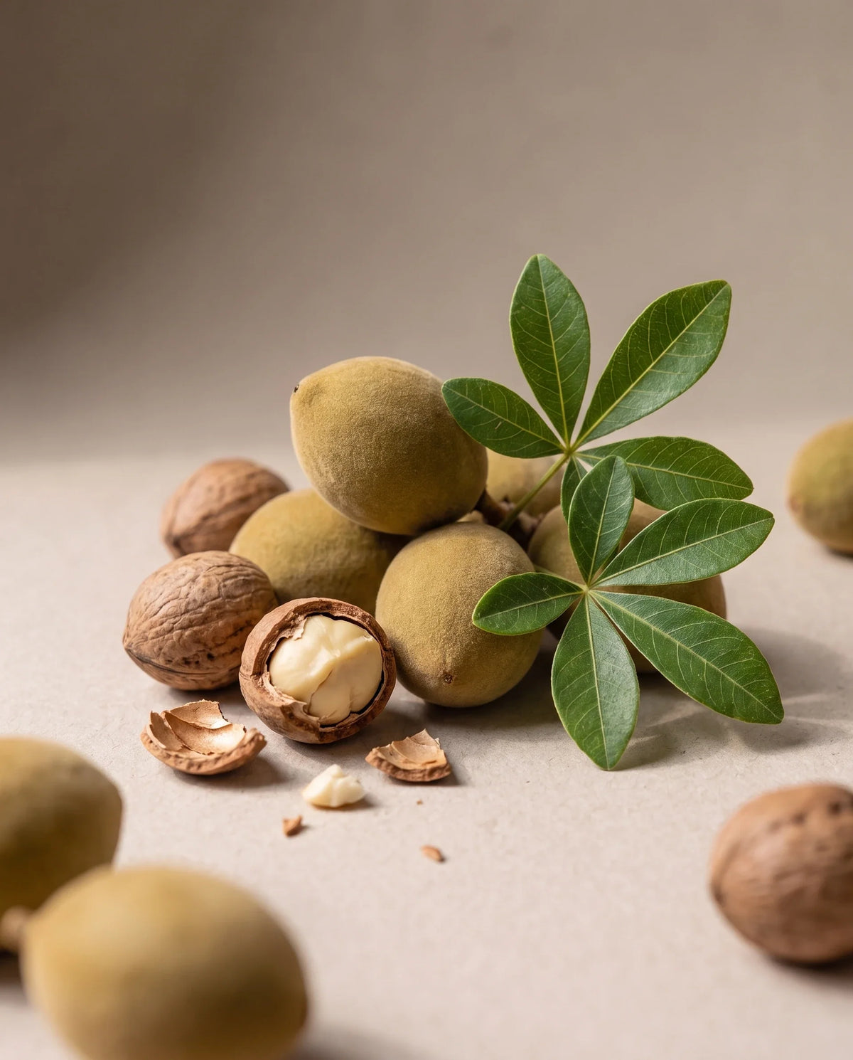 Delune Mongongo Kernel Oil botanical still life of mongongo nuts