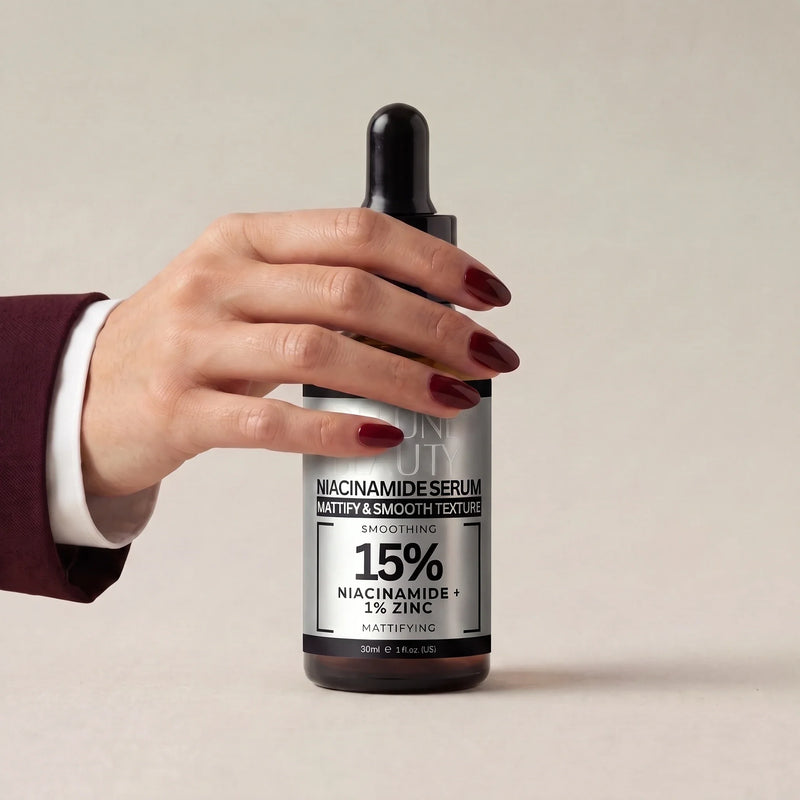 Hand holding Delune Niacinamide Serum