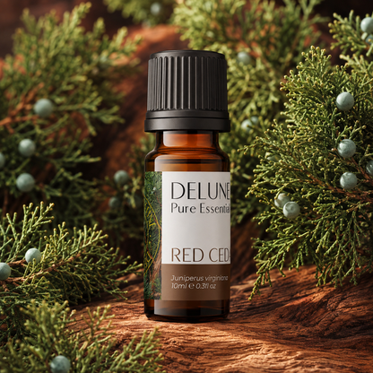 Red Cedar Pure Essential Oil with juniper foliage and cedar wood