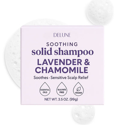 Lavender & Chamomile Solid Shampoo Bar - Soothes · Sensitive Scalp Relief